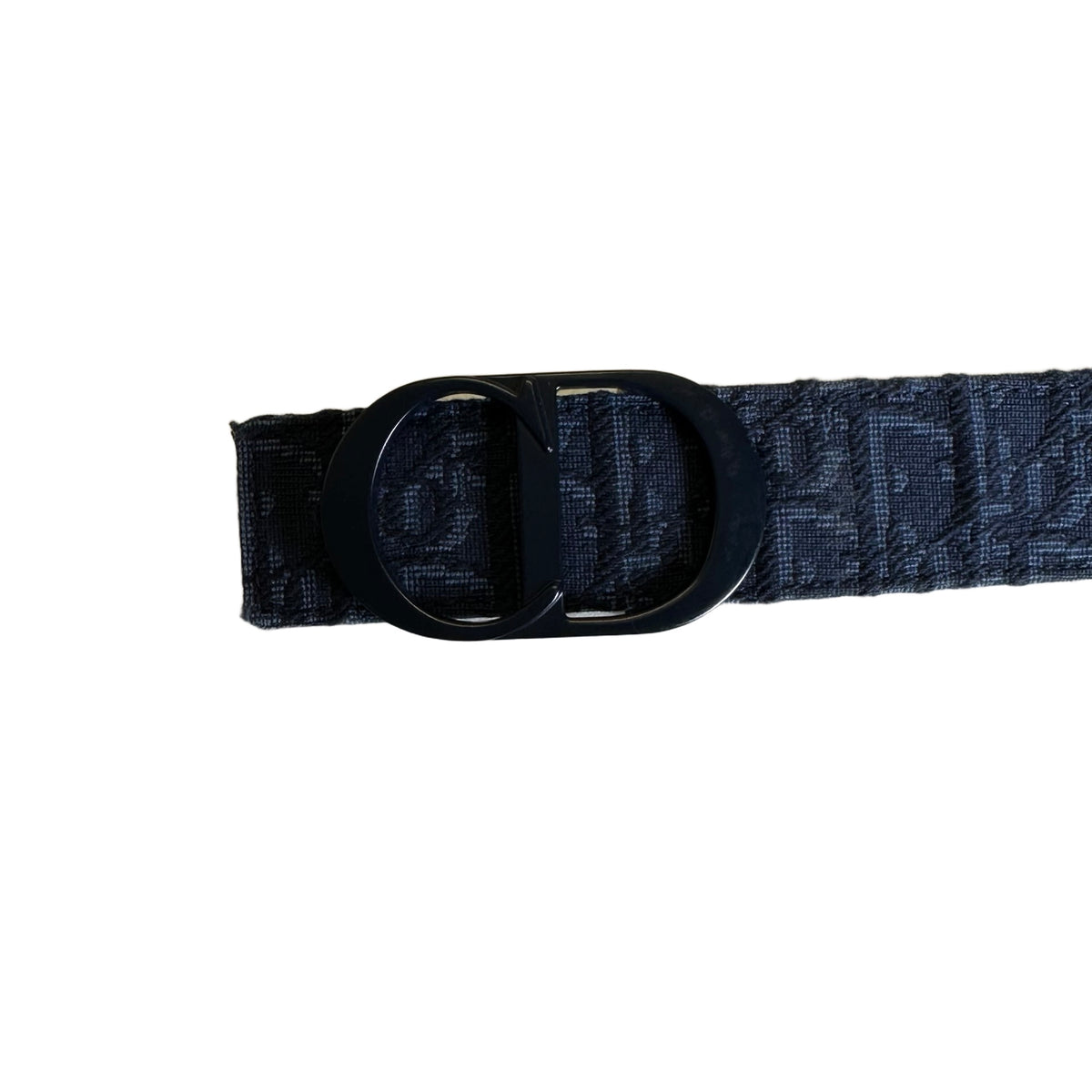 Used DIOR Dior Oblique Jacquard Saddle Belt Belt Navy Black
