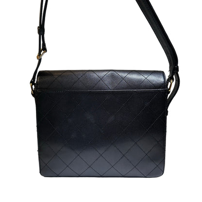 Used CHANEL Caviar Quilted Quilted Shoulder Bag Black Gold