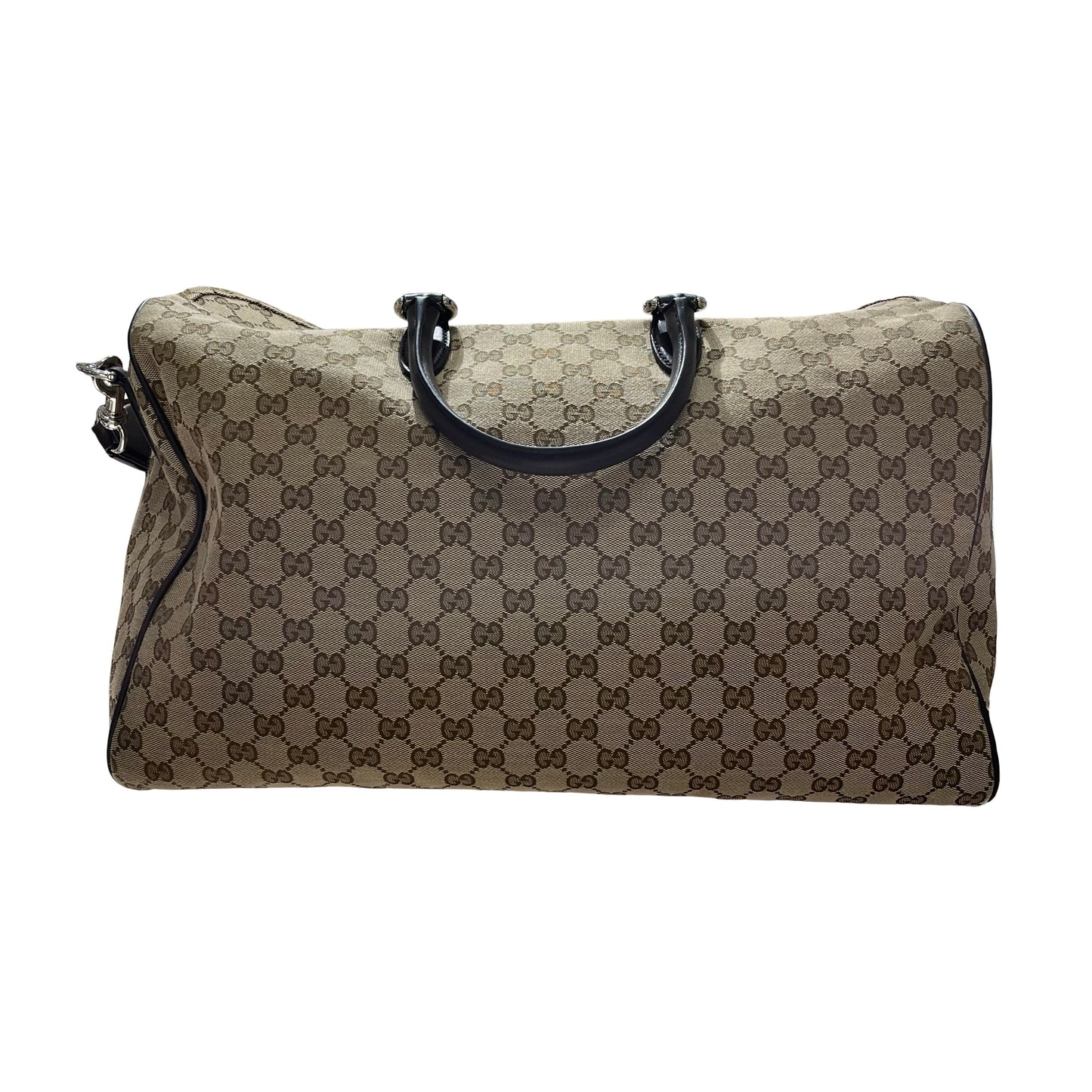 Used GUCCI GG CANVAS Medium Duffle Duffel Bag Brown