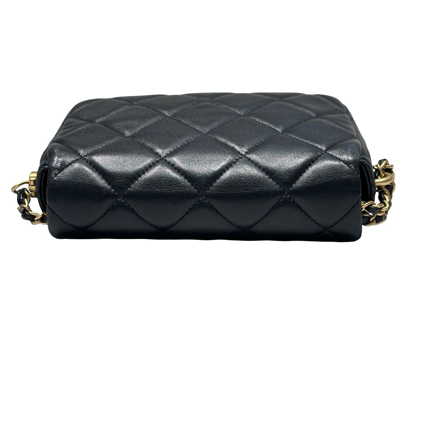 Used CHANEL Mini Flap 17cm Chain Shoulder Bag Black GHW
