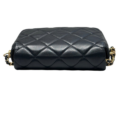 Used CHANEL Mini Flap 17cm Chain Shoulder Bag Black GHW