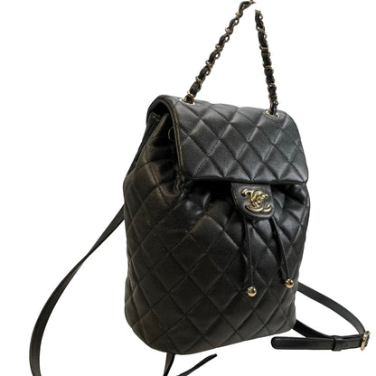 Used CHANEL Quilted Caviar Gabrielle Backpack Backpack Black Gold Hardware