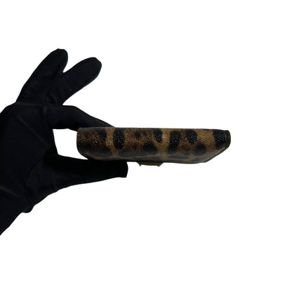 Used DOLCE&GABBANA Leopard Leather Leopard Print Wallet Wallet Brown Black， GHW
