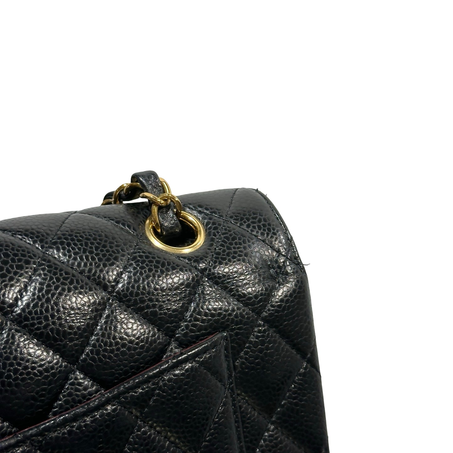 Used CHANEL Caviar Quilted CF23 Chain Shoulder Bag Black Gold
