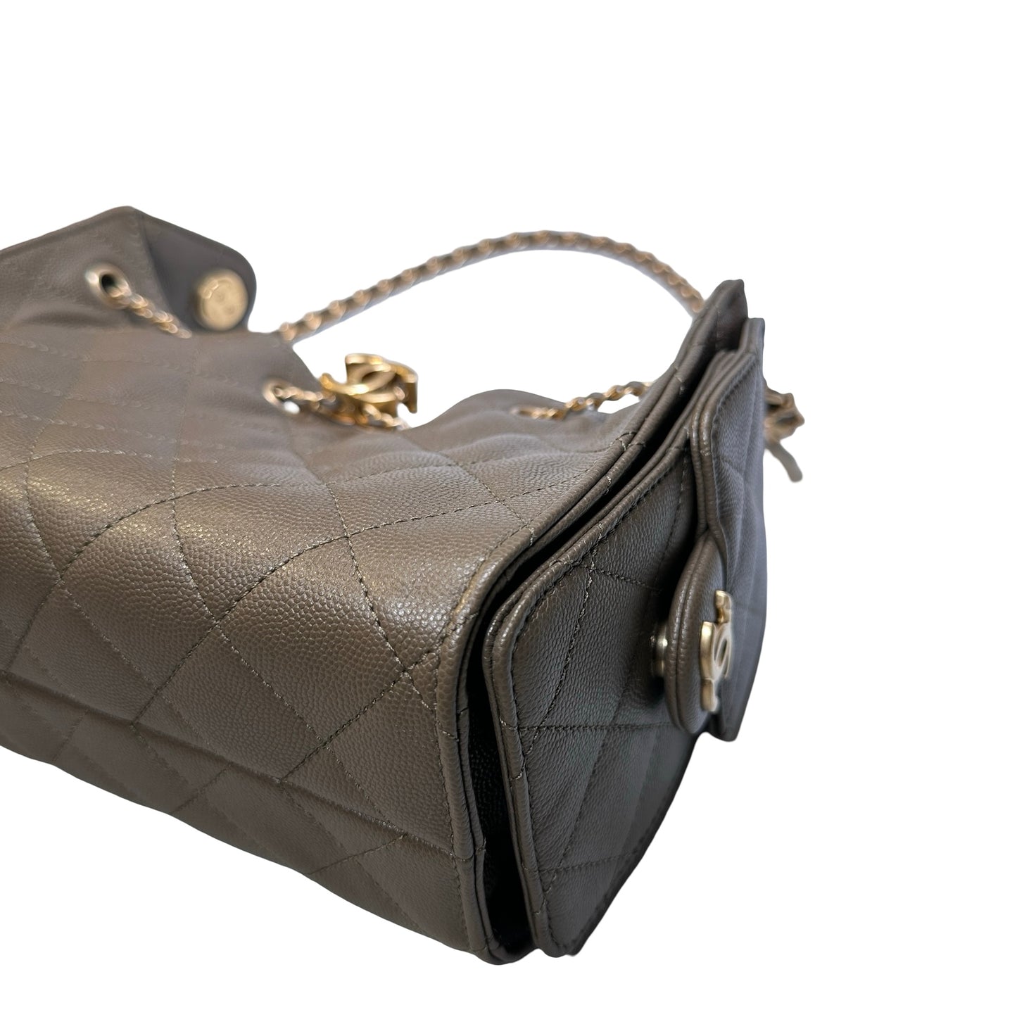 Used CHANEL Caviar Quilted Hobo Bag Hobo Bag Brown GHW
