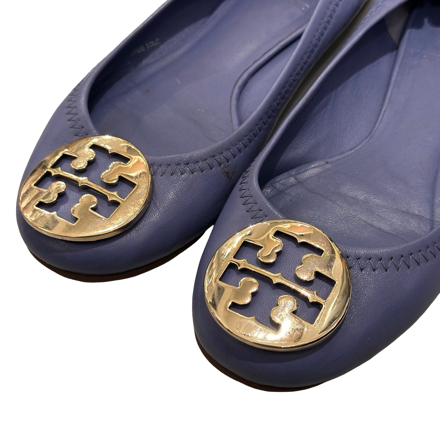 Used TORY BURCH Flats Shoes Navy Blue GHW