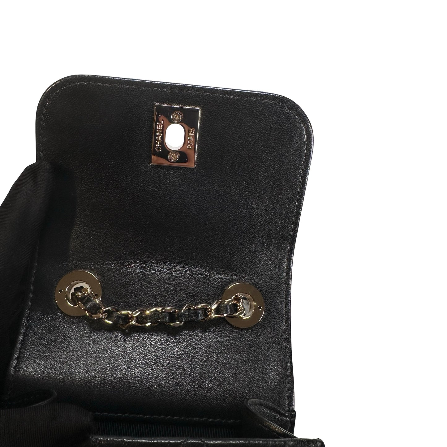 CHANEL Quilted Lambskin Trendy CC Square Clutch with Chain Mini Bag Black GHW
