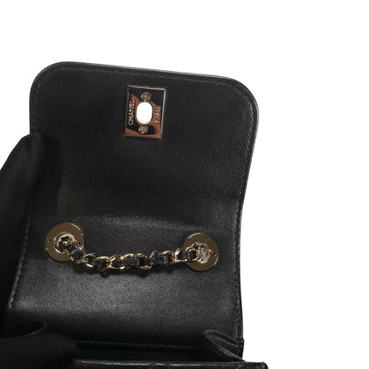 CHANEL Quilted Lambskin Trendy CC Square Clutch with Chain Mini Bag Black GHW