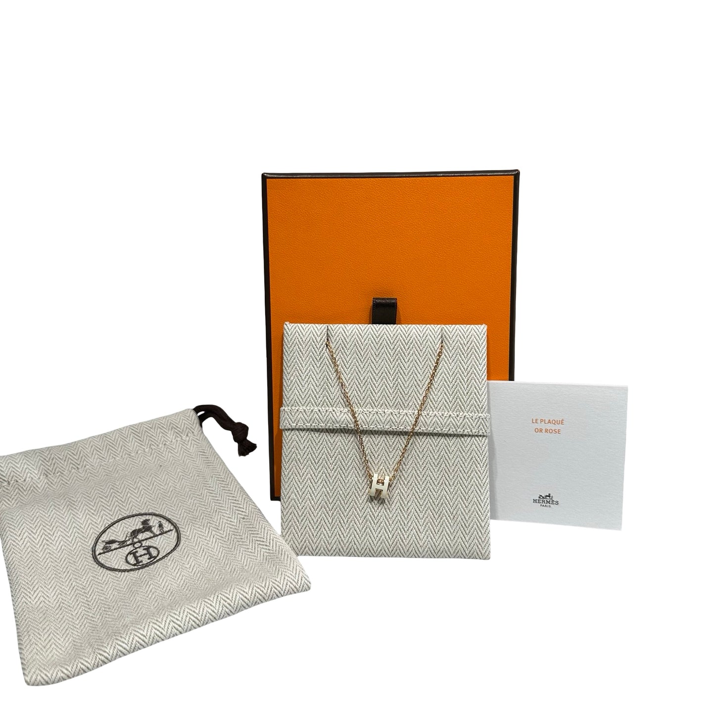 Unused HERMÈS Mini Pop H Neeklace White GHW