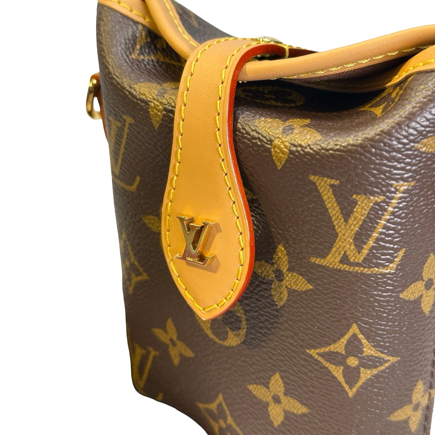 Used LOUIS VUITTON Monogram Coated Canvas Fold Me Pouch Fold Me Bag Brown Beige