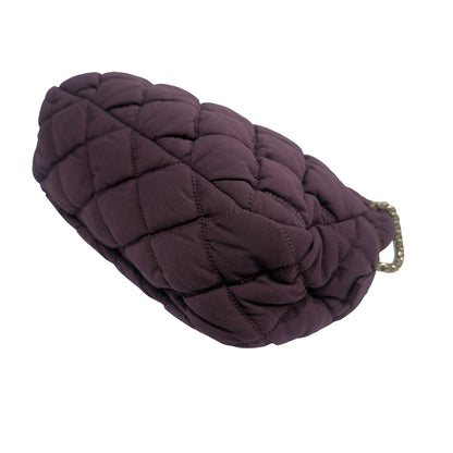 Used CHANEL Quilted Nylon Quilted Cloud Bag Shoulder Bag Purple PHW