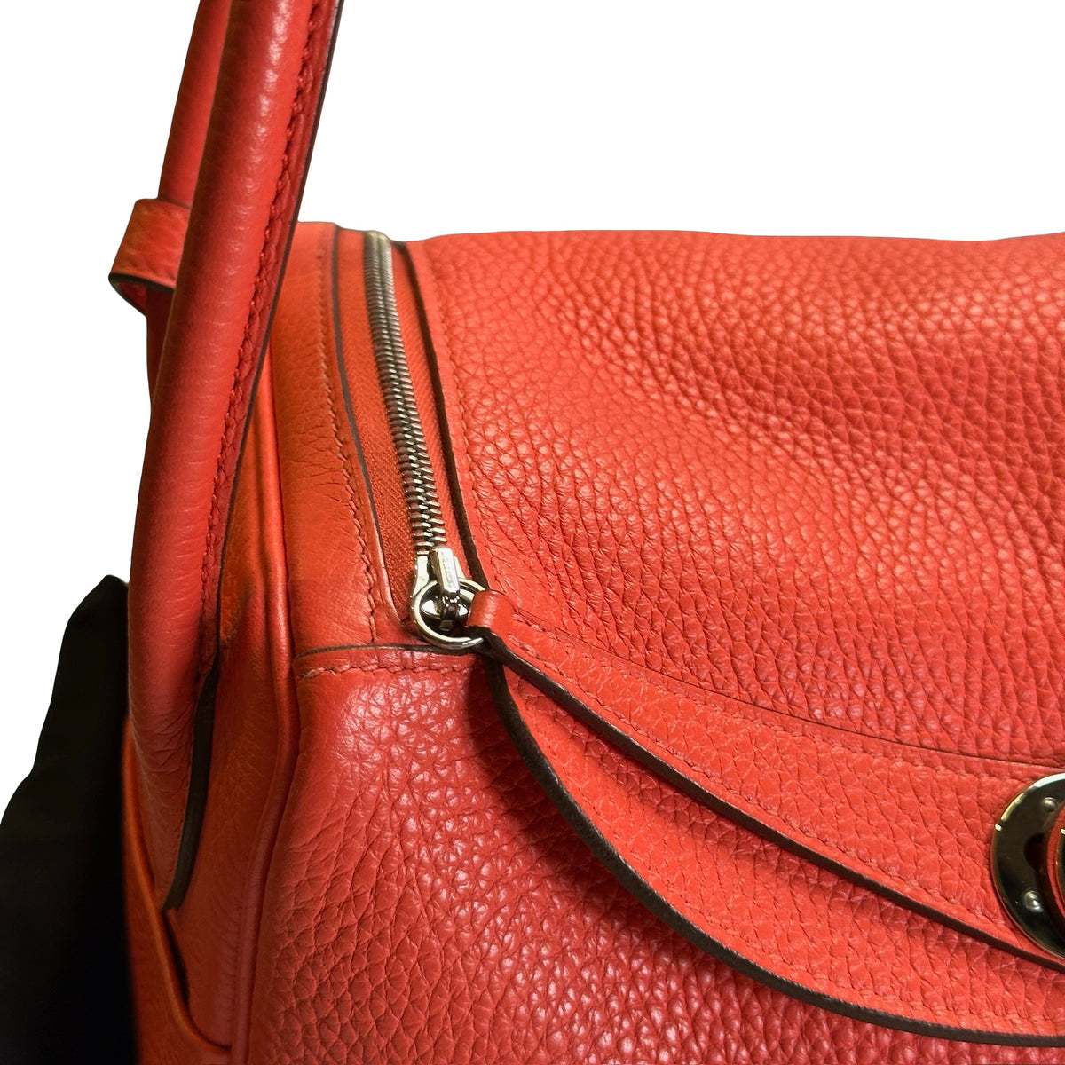 Used HERMES Clemence Lindy Handbag Pink