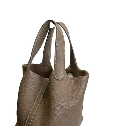 Used HERMES Clemence Picotin Lock Handbag Etain