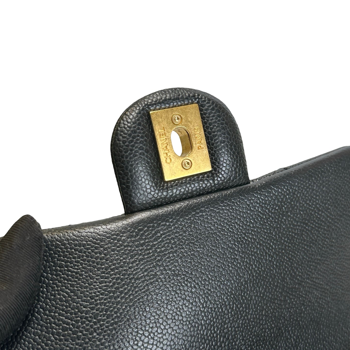 Used CHANEL Caviar Quilted Mini Flap Bag Chain Shoulder Bag Black Gold