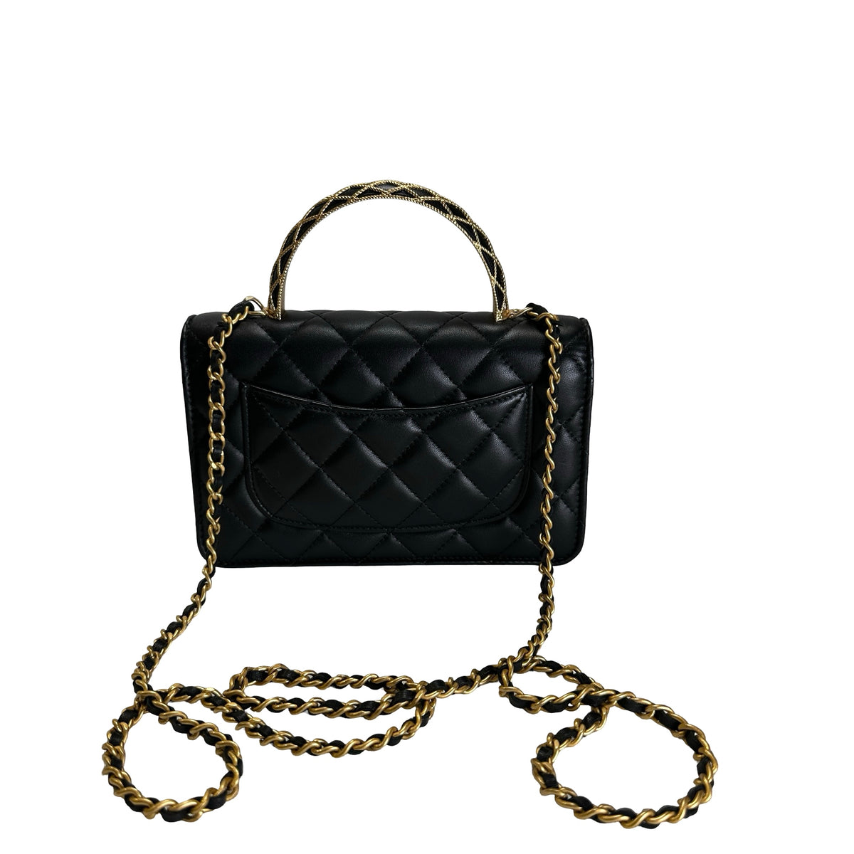Used CHANEL Quilted Leather Wallet on Chain Wallet on chain Black Gold