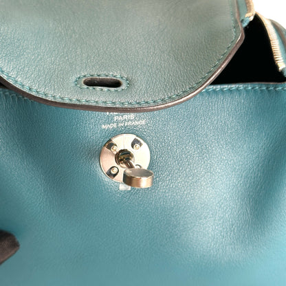Used HERMES Leather Lindy Handbag Green