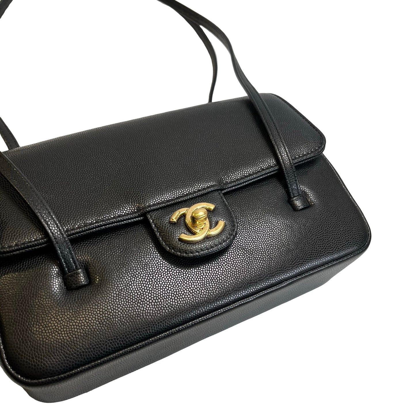 Used CHANEL Caviar Leather Shoulder Bag Shoulder Bag Black