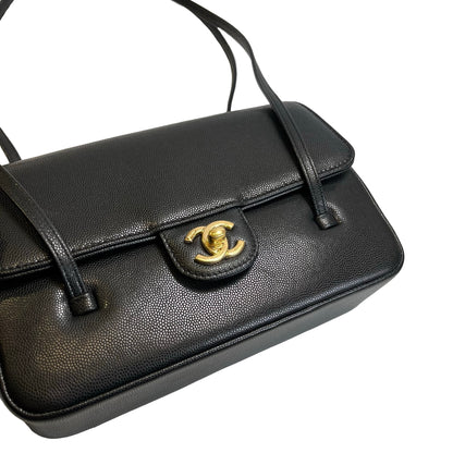 Used CHANEL Caviar Leather Shoulder Bag Shoulder Bag Black
