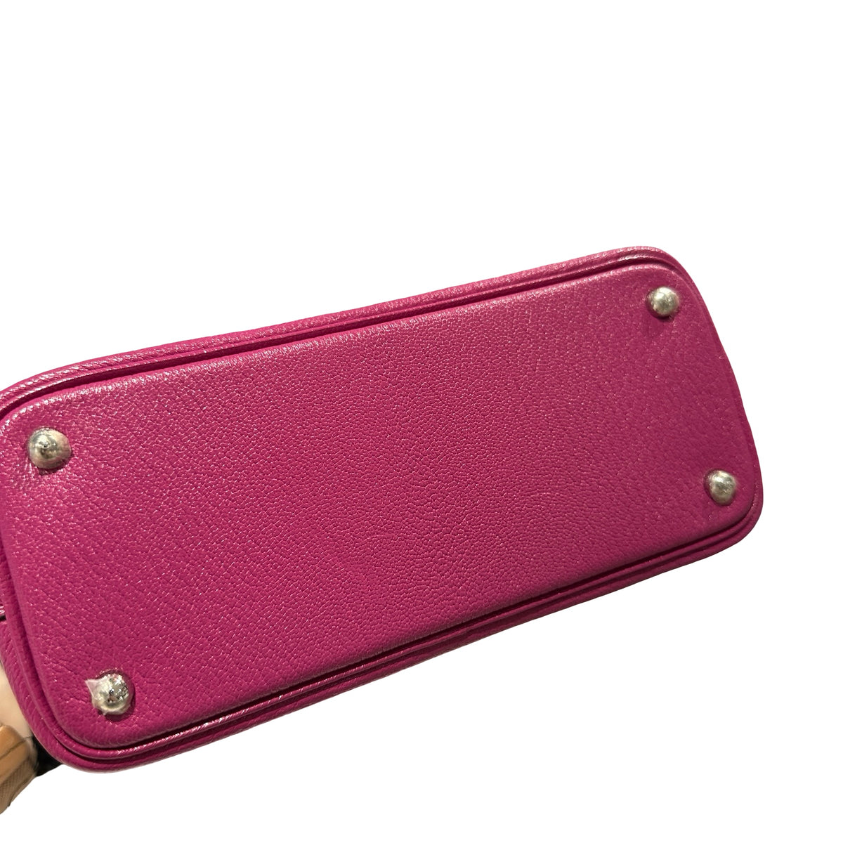 Used HERMES Chevre Mini Bolide Handbag L3 Rose Purple PHW