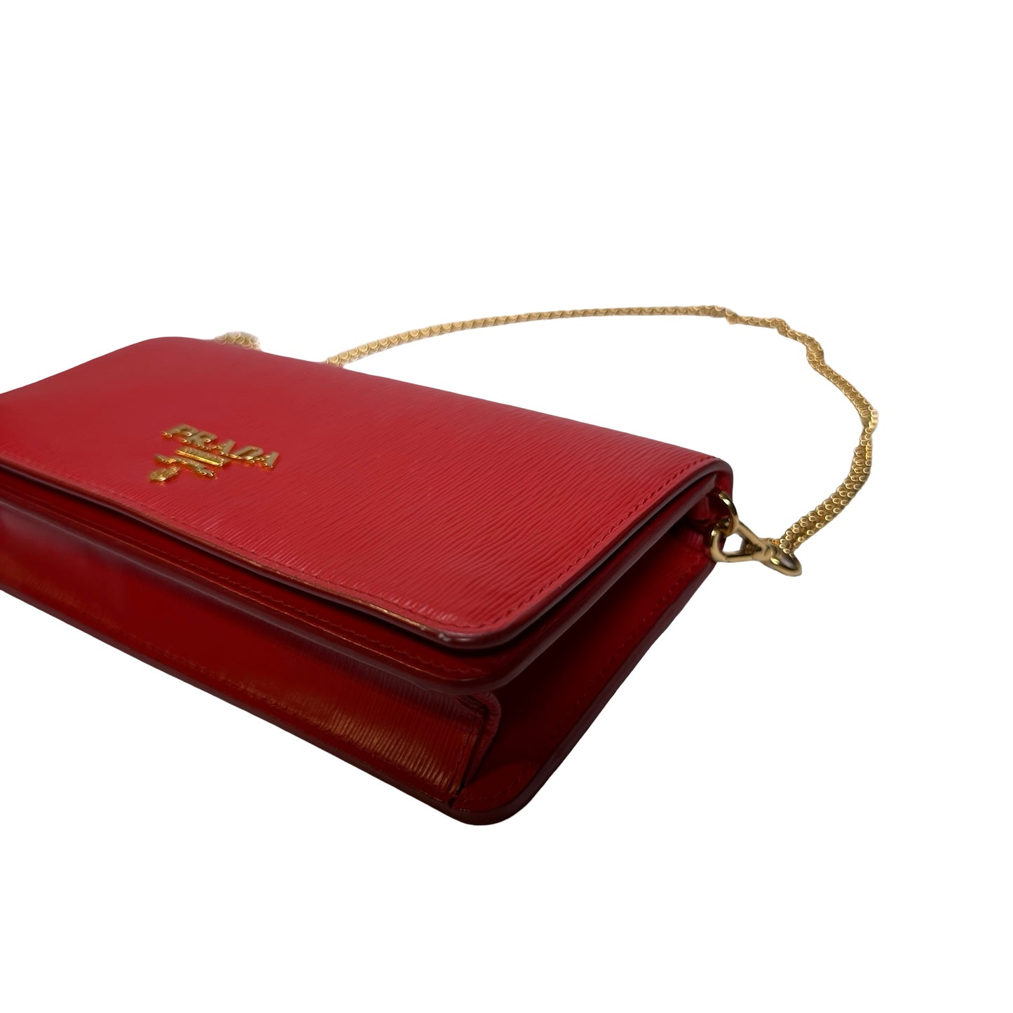 Used PRADA Vitello Move Staffing Woc Wallet on chain Red