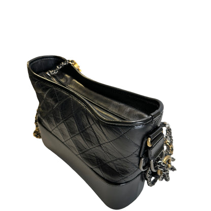 Used CHANEL Quilted Calfskin Gabrielle Hobo Shoulder Bag Black