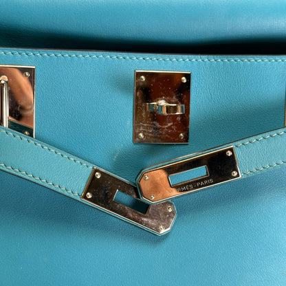 Used HERMES Swift Jypsiere 28 Shoulder Bag Bleu Jean PHW