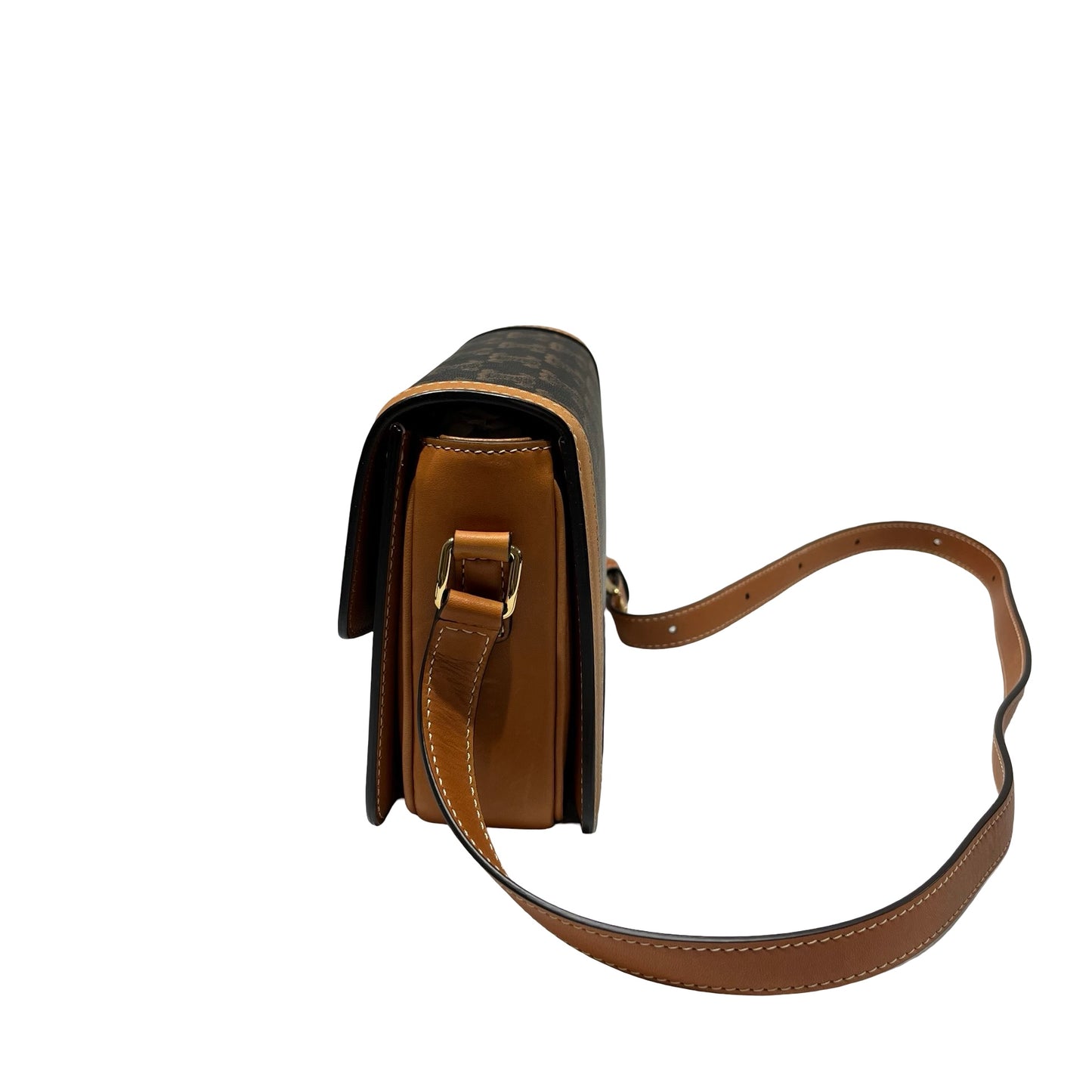 Used CÉLINE Triomphe Cross Body Bag Brown GHW