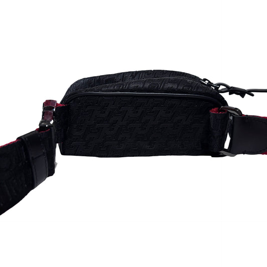Used CHRISTIAN LOUBOUTIN Logo Textured ParisNYC Belt bag Black Red Silver