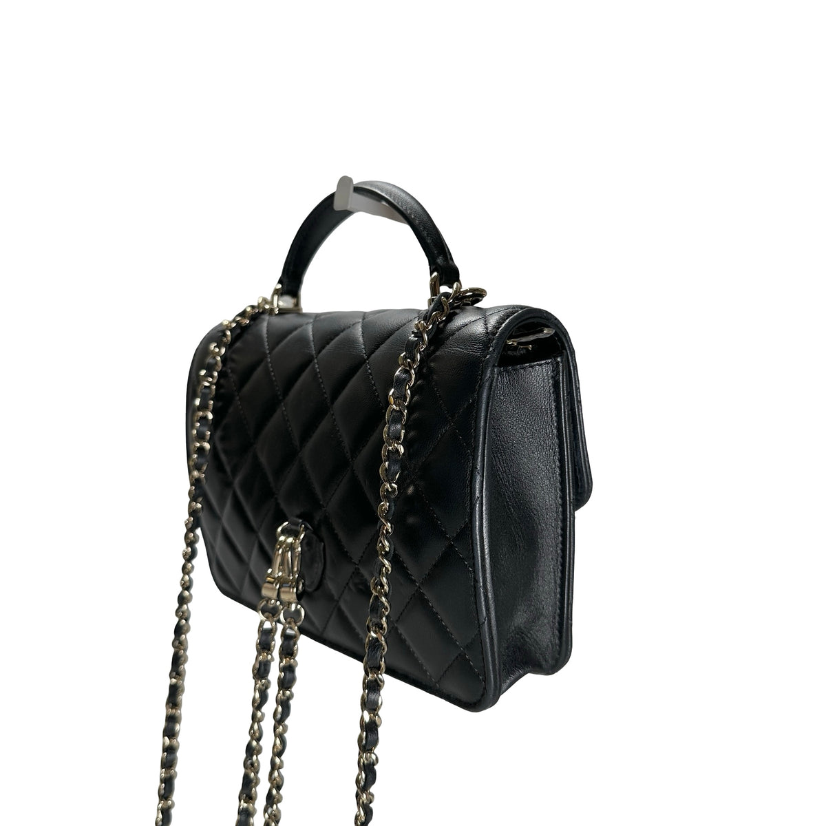 Used CHANEL Quilted Lambskin Trend CC Handbag Black Gold