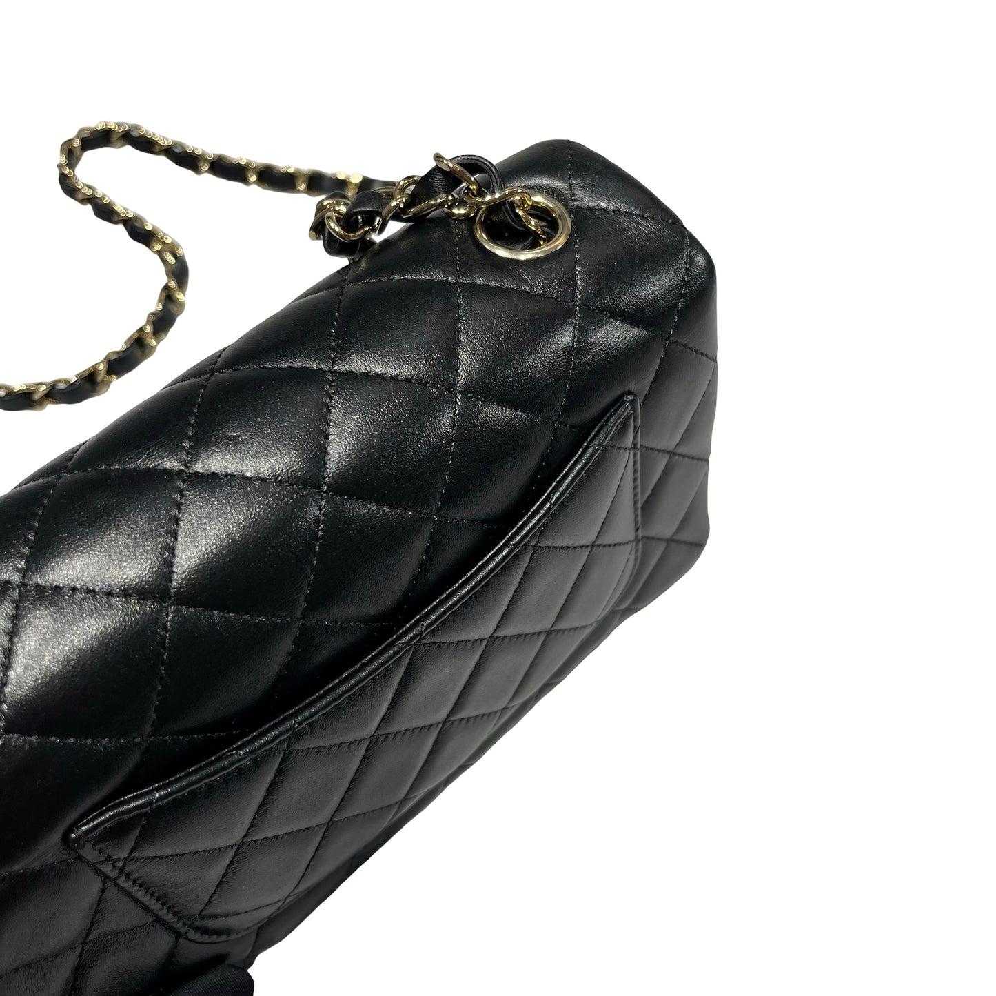Used CHANEL Lambskin Leather 20 Mini Flap Cross Body Bag Black GHW