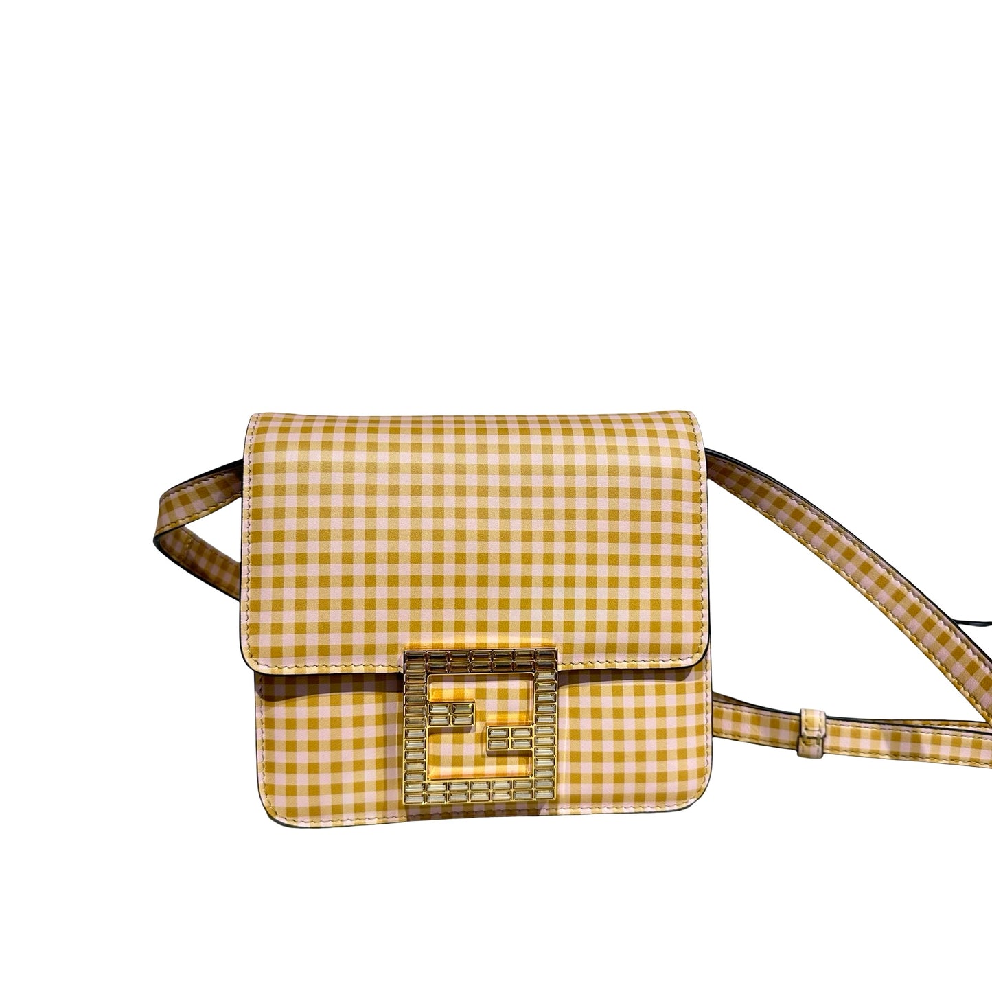 Used FENDI Canvas Cross Body Bag Orange White