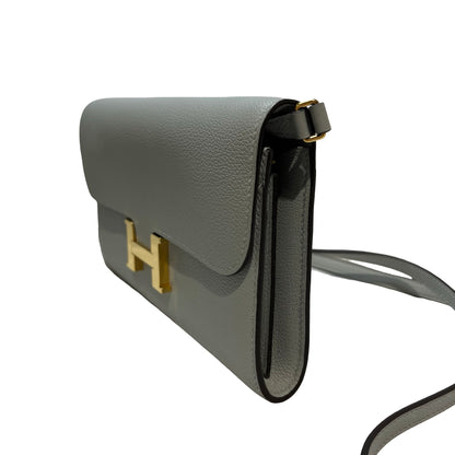 Used HERMÈS Calfskin Leather Constance to go Shoulder Bag Blue