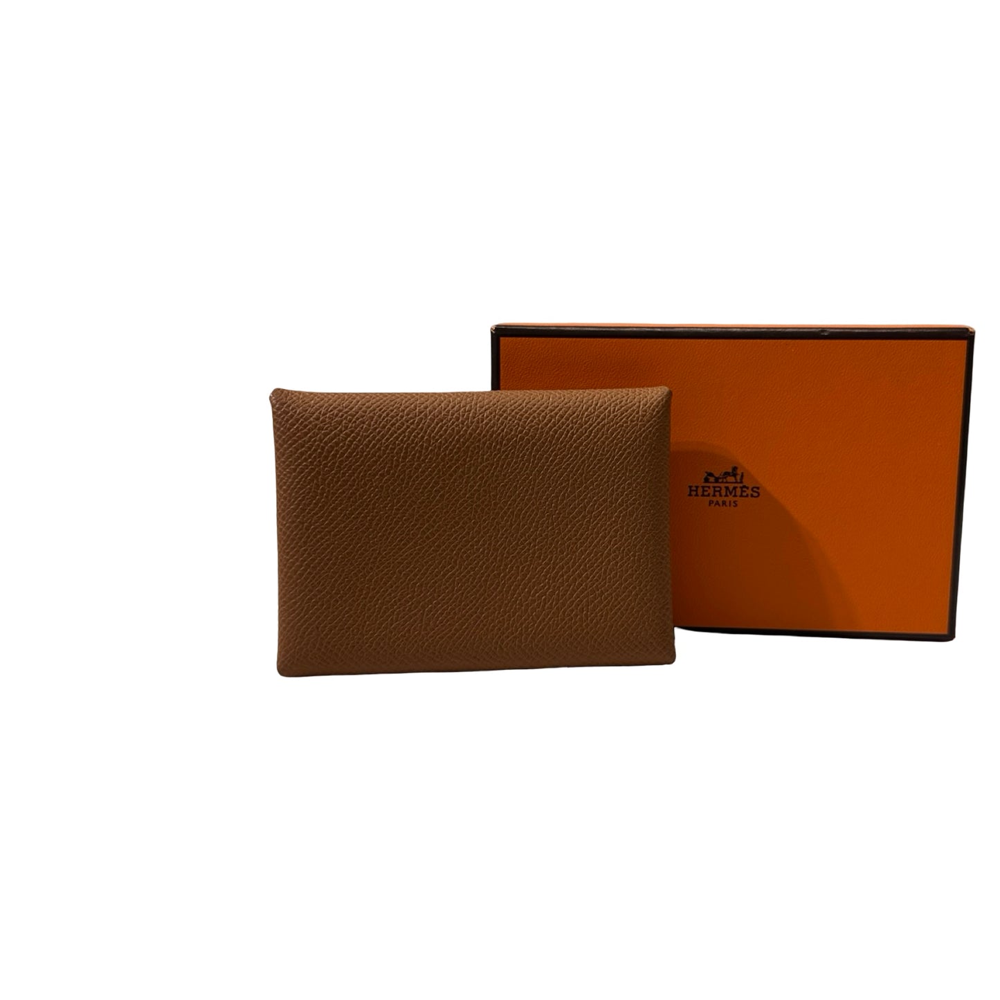 New HERMÈS Calvi Duo Card Holder Brown