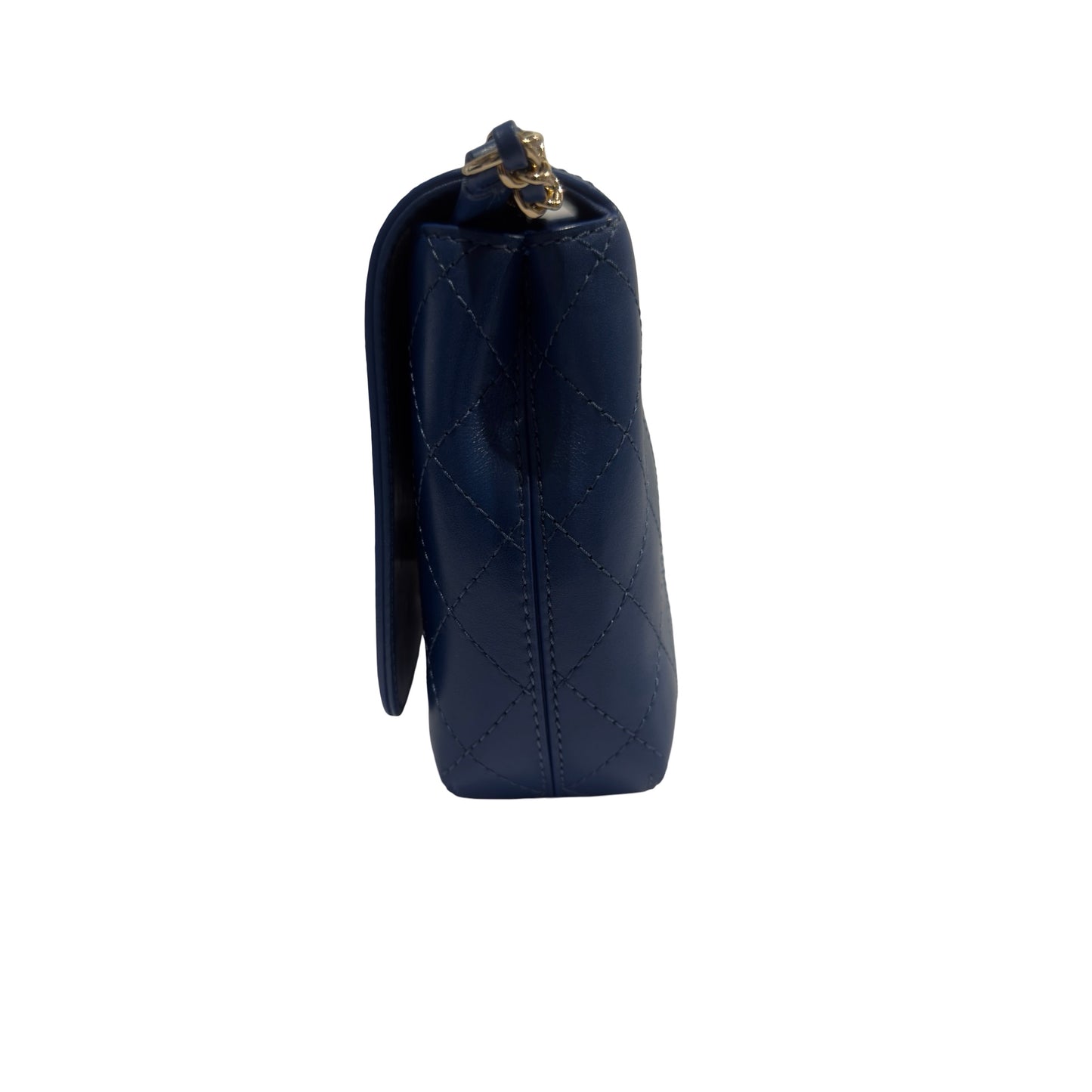 Used CHANEL Quilted Lambskin Quilted Crossbody Bag Chain Shoulder Bag Blue Gold Hardware