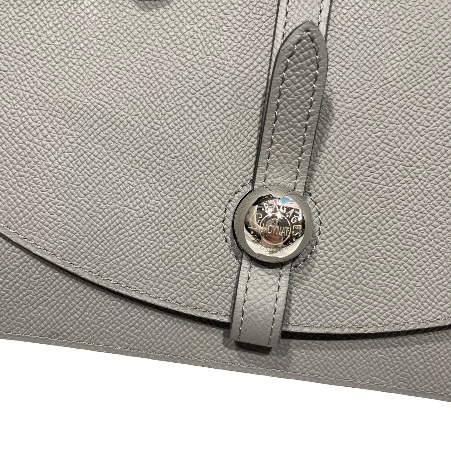 Moynat Calfskin Leather Shoulder Shoulder Bag Grey PHW