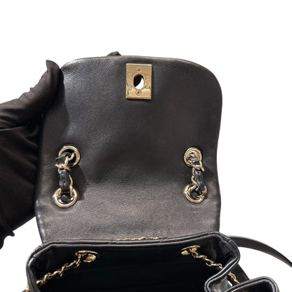 Used Chanel Calfskin Leather Small Duma Backpack Black GHW