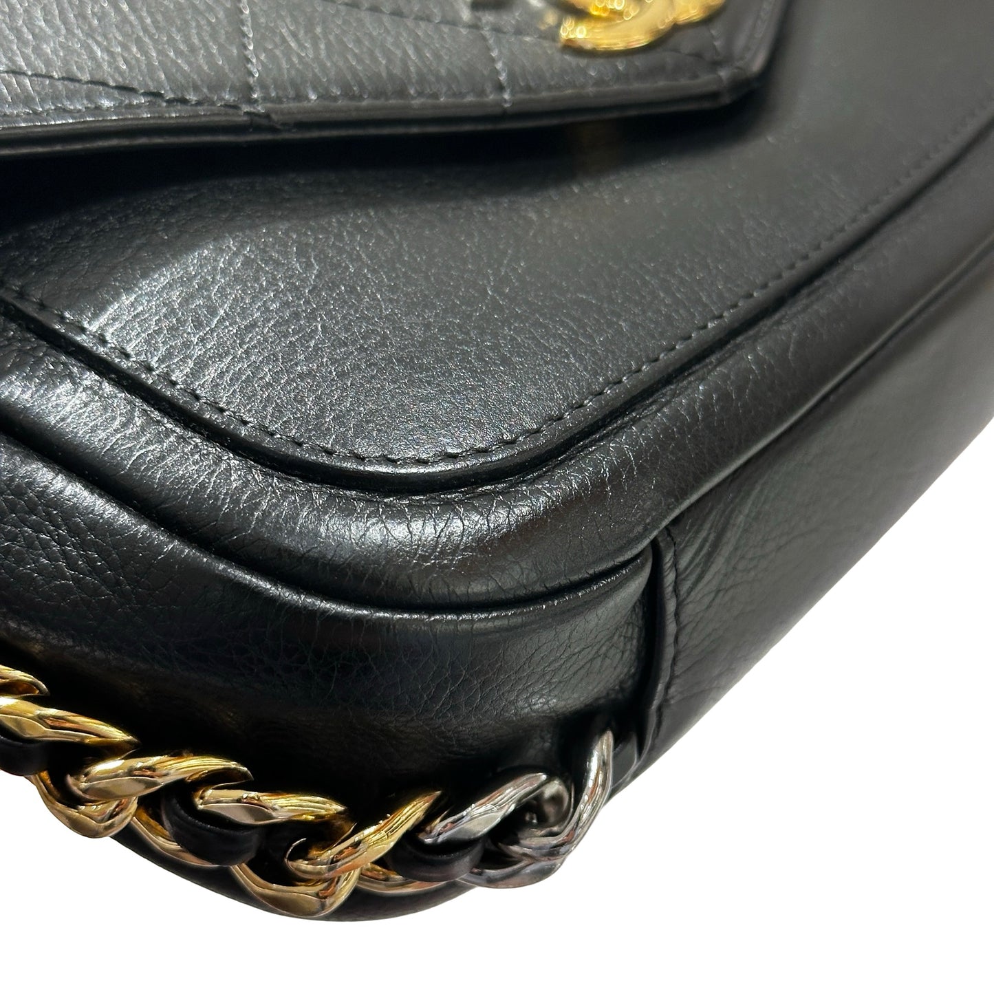 Used CHANEL Cross Body Bag Black GHW PHW