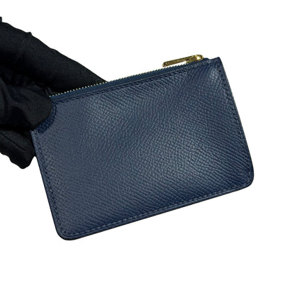 Used HERMÈS Leather Used Hermès Leather Constance Slim Wallet Wallet Navy Blue GHW