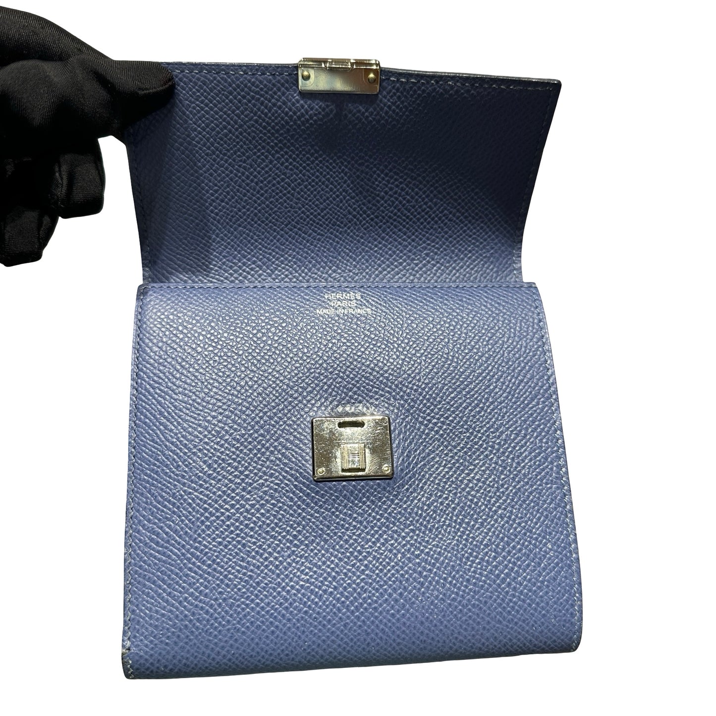 Used HERMÈS Epsom leather Clic-H wallet PHW Navy