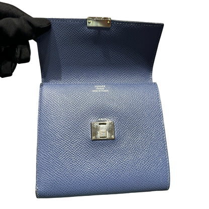 Used HERMÈS Epsom leather Clic-H wallet PHW Navy