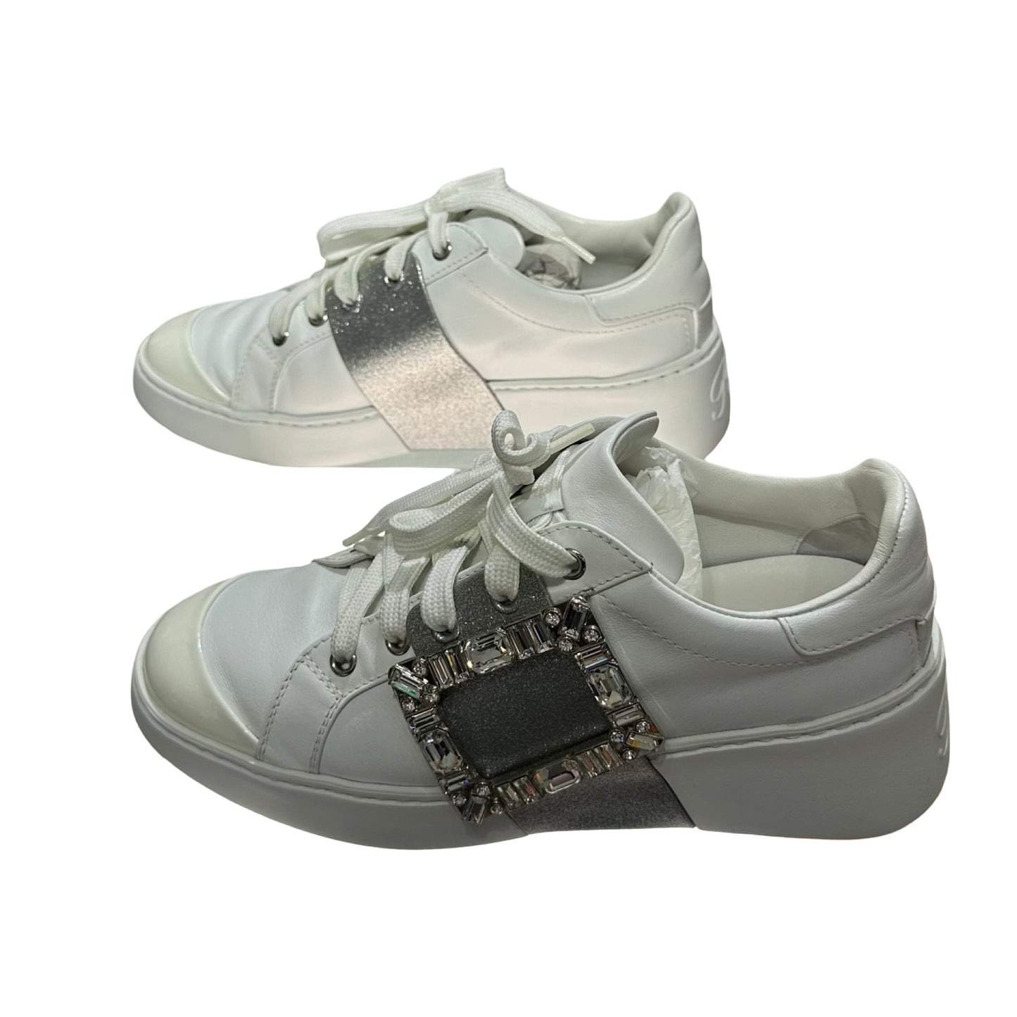 Used ROGER VIVIER Sneakers with Crystals Shoes White