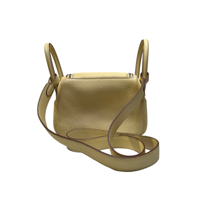 Used HERMÈS Leather Mini Lindy Shoulder Bag YELLOW PHW