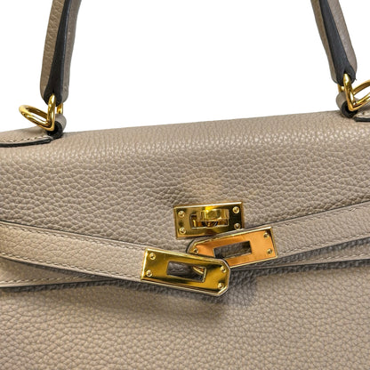 Used HERMES Togo Kelly 25 Handbag Gris Meyer Gold Hardware