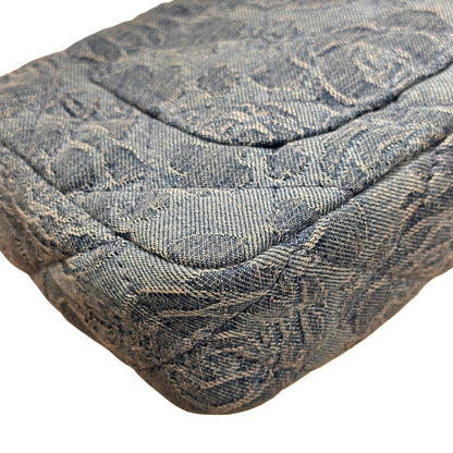 Used CHANEL Denim 23P CAMELIA HEART CRUSH FLAP Cross Body Bag Denim Blue