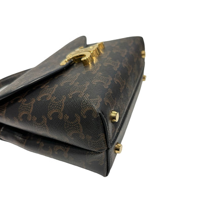 Used Céline TRIOMPHE Canvas Teen Nino Shoulder Bag GHW Brown