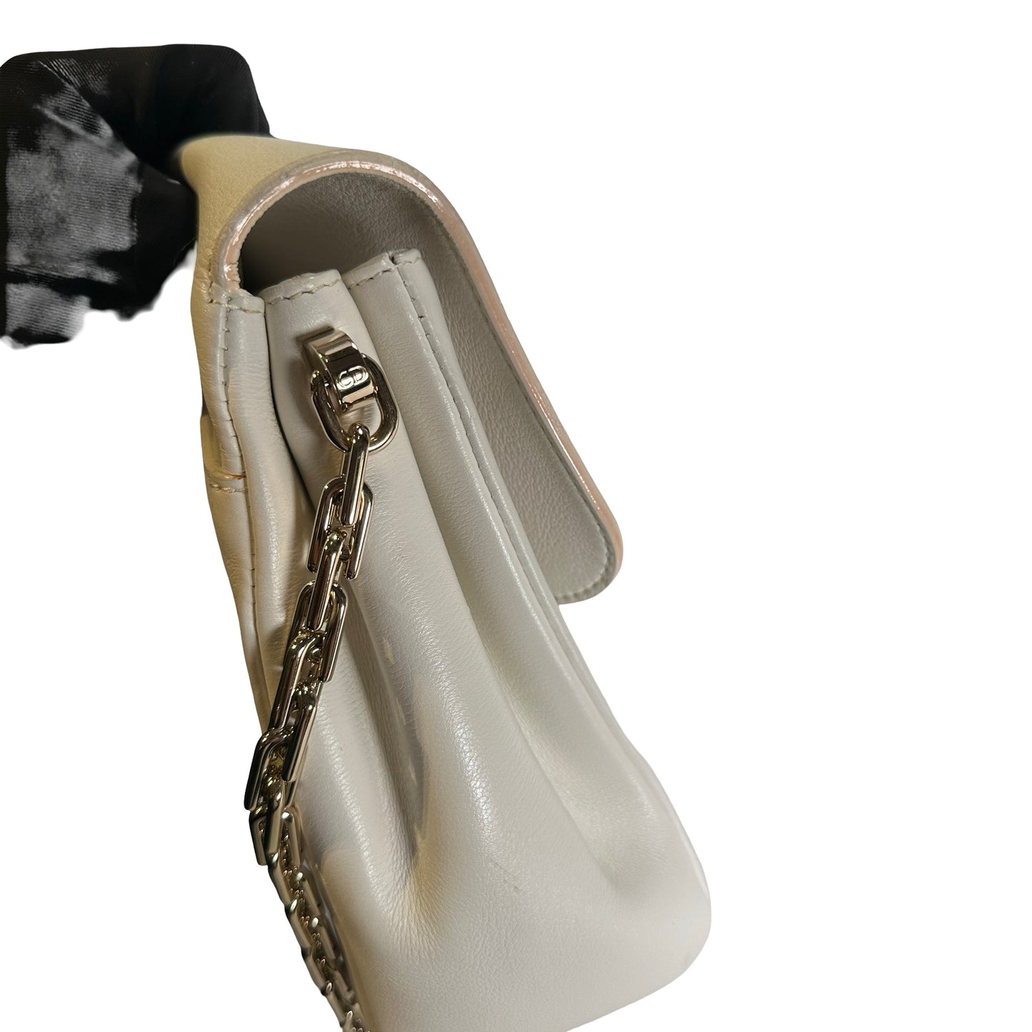 Used CHRISTIAN DIOR Leather Miss Dior Promenade Pouch Chain Shoulder Bag White GHW