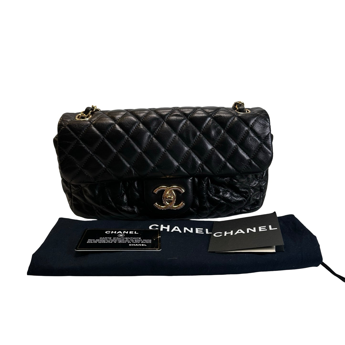 Used CHANEL Quilted Leather Quilted Bag Chain Shoulder Bag Black