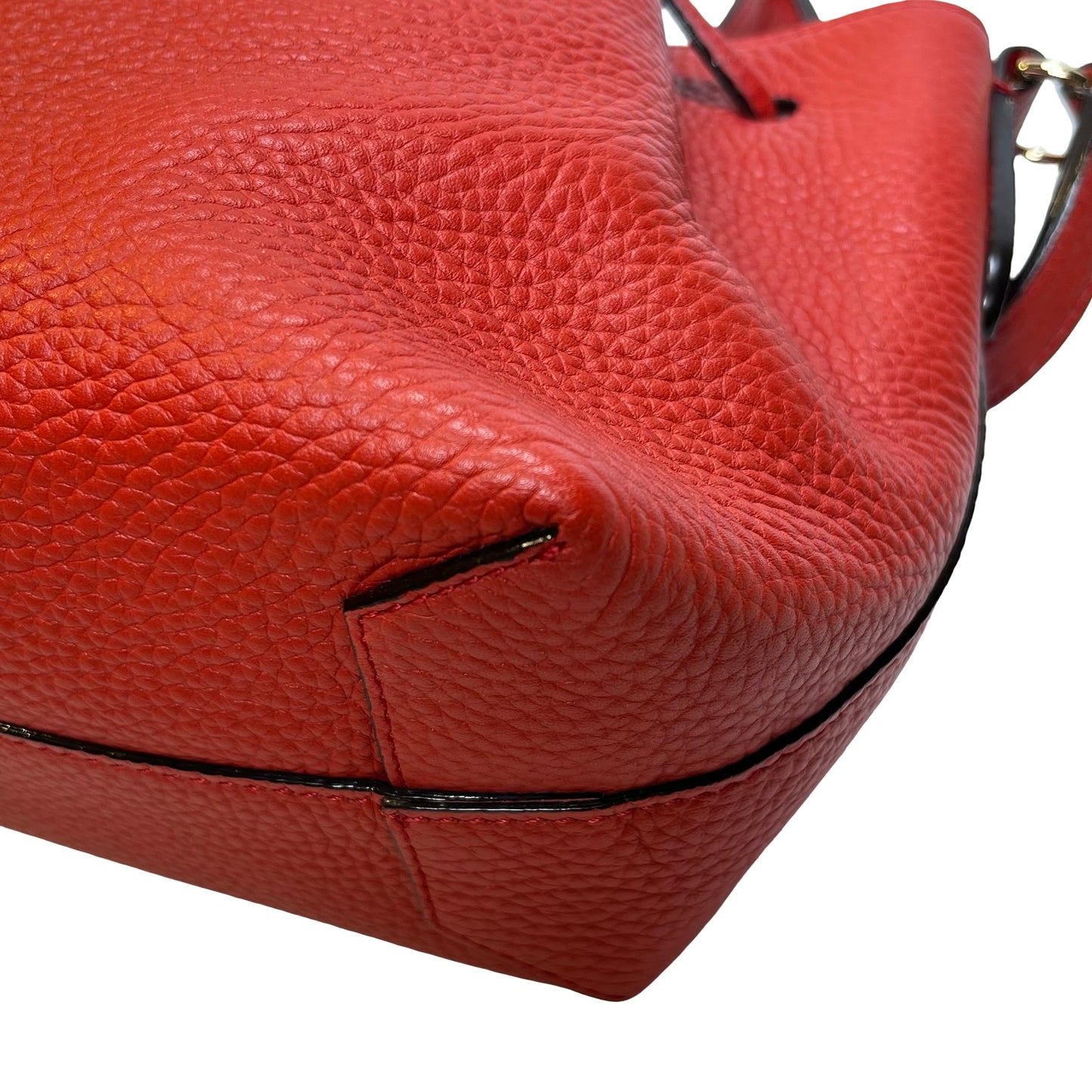 Used BALLY Leather Drawstring Bucket Bag Bucket Bag Red GHW
