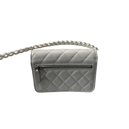 Used CHANEL Lambskin Leather WOC Pearl Shoulder Bag White PHW