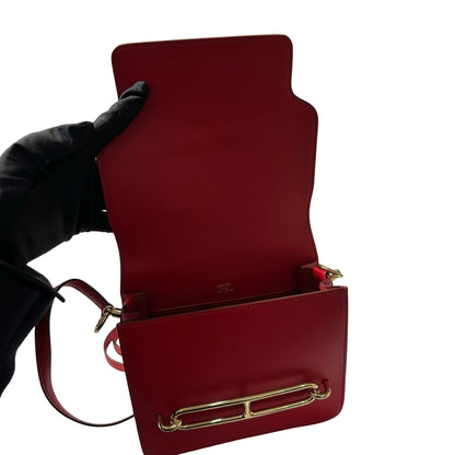 Used HERMÈS Allegro Calfskin MINI ROULIS Shoulder Bag 5X Rouge Piment GHW